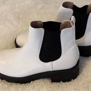 Nasty Gal White and Black Ankle Boots